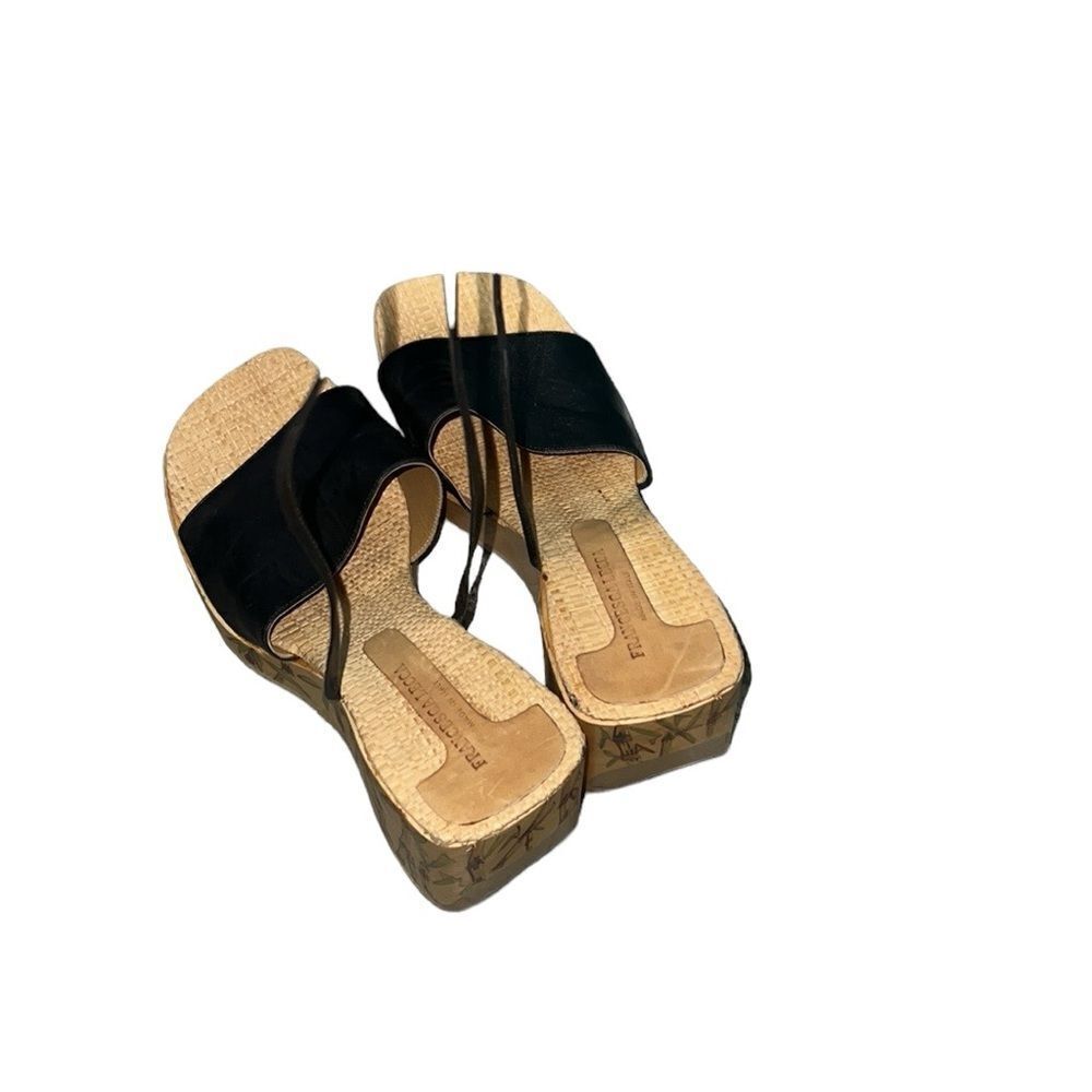 Francesca Lecca Black Leather Sandals Size 7 - Picture 2 of 8